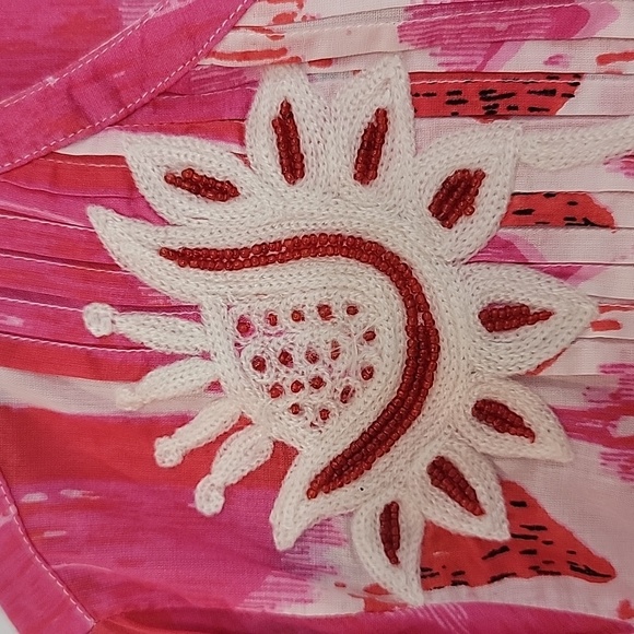 SOFT SURROUNDINGS 2X BONDI DRESS PINK RED CREAM - Picture 14 of 16